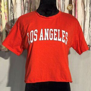 Los Angeles T-Shirt by Organic Generations, Red Cropped, Size Medium